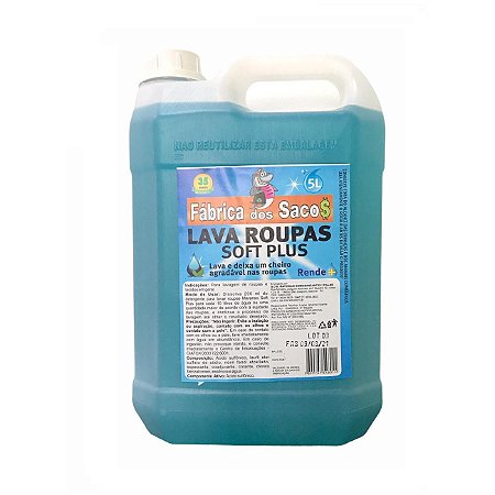 DETERGENTE LAVA ROUPAS 5L SOFT PLUS 1011 - FABRICA DOS SACOS