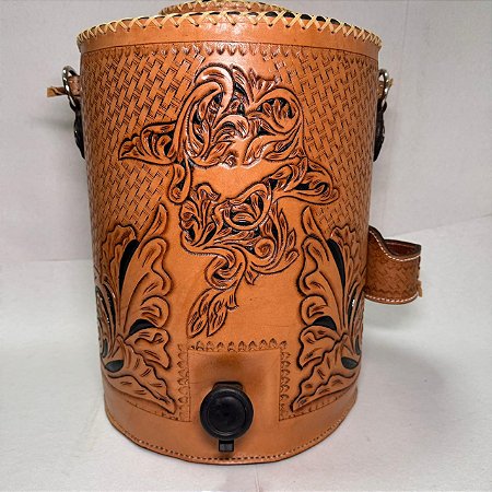 Garrafa Térmica Tereré Personalizada 12 Litros Couro Zanin Couros Premium