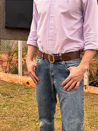 Cinto Masculino em Couro Liso Dois Furos Artesanal  Zanin Couros Premium