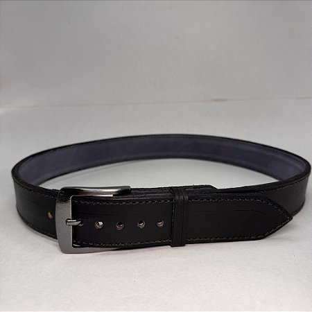 Cinto Social Premium Zanin – Couro Preto com Costura