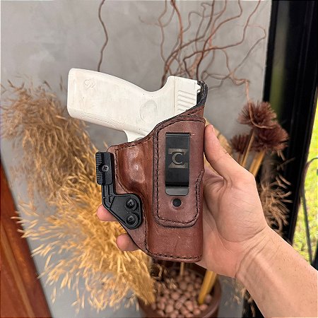 Coldre Velado Marrom em Couro Legítimo com Slep Zanin Couros