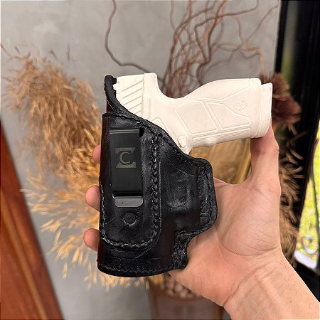 Coldre Velado Preto em Couro Legítimo Zanin Couros