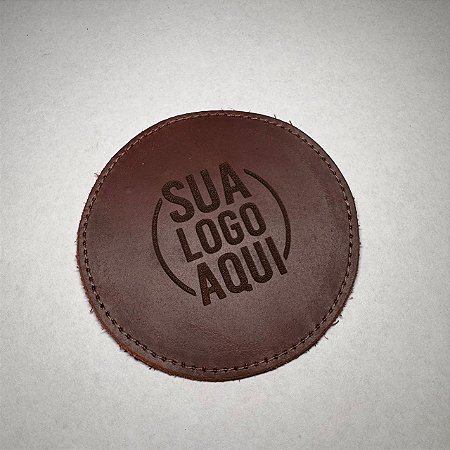Apoio de Copo em Couro com Costura Personalizado 10cm - Zanin Couros