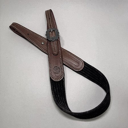 Bandoleira em Couro Legítimo e Tecido - Preto - Zanin Couros