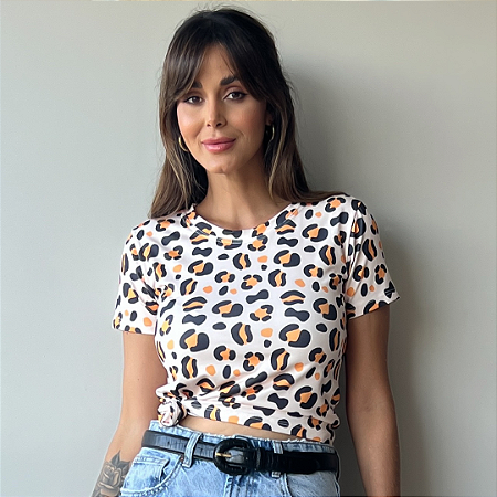 TSHIRT BASIC TL ANIMAL PRINT AMARELO E PRETO