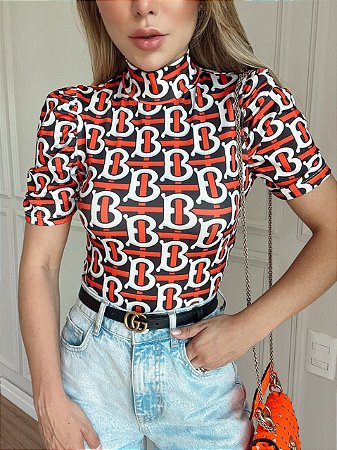 BLUSA PRINCESA GOLA ALTA TL BURBERRY VERMELHO