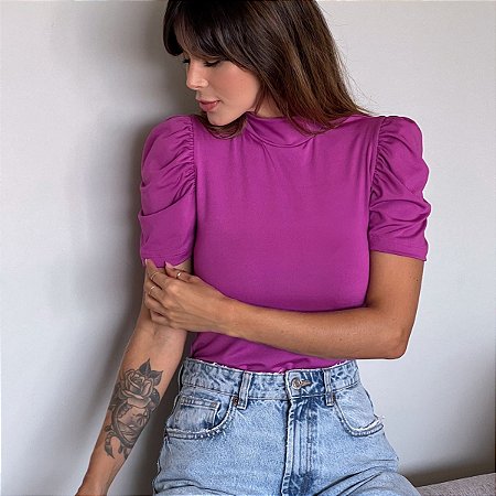BLUSA PRINCESA GOLA ALTA TL FUCSIA