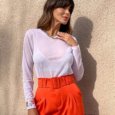 BLUSA TULE MANGA LONGA TL BRANCO