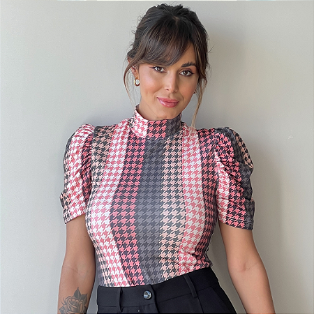 BLUSA PRINCESA GOLA ALTA TL PIED LISTRADO