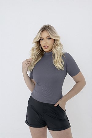 BLUSA RIBANA MANGA CURTA GOLA ALTA TL CHUMBO