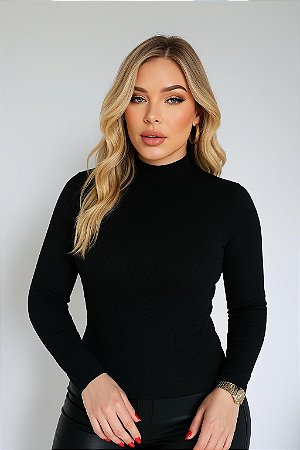 BLUSA RIBANA MANGA LONGA GOLA ALTA TL PRETO