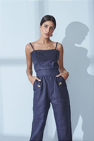 Cropped Feminino Alcinha Azul Marinho