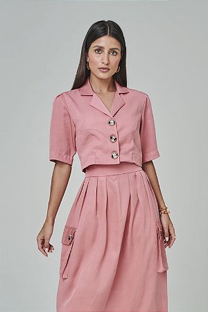 camisa cropped manga curta feminina