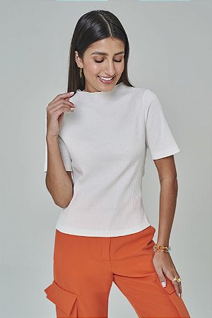 blusa branca feminina canelada