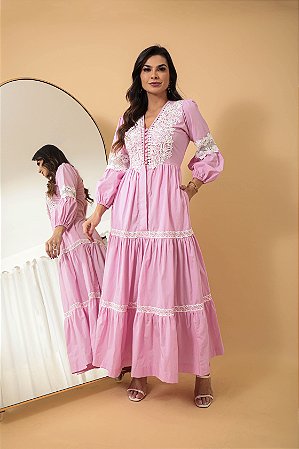 Vestido Feminino Midi Fluído Rosa Bebê - Compre Online - Arlene Soares -  Roupa Alfaiataria Feminina | Loja Oficial