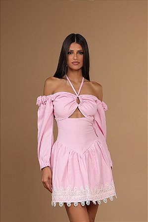 VESTIDO CURTO GARDEN ROSA