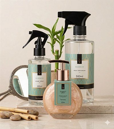 Kit Água Perfumada+ Home Spray+ Sabonete Bamboo Via Aroma