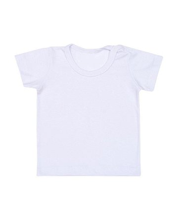 Camiseta Lisa Infantil em Algodão 100% Manga Curta com Botão na Gola