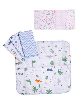 Kit Pano De Boca Infantil 4 Unidades Estampados 32x32 Cm