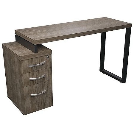 Mesa Gaveteiro de Escritório Pé Pedestal com 2 Gavetas e 1 Gavetão e Tampo de 40mm Moderate MV299