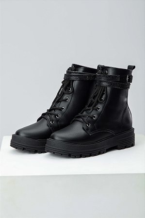 Bota Coturno Tira Strass Lohaz Preto