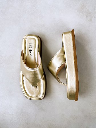 Tamanco Flat Atena Lohaz Ouro