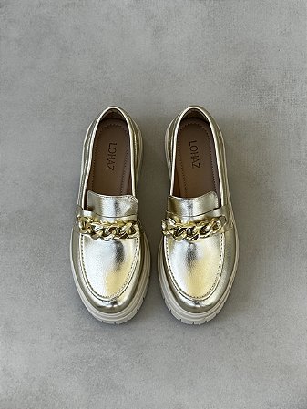 Mocassim Charlotte Lohaz Ouro