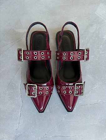 Sapato Slingback Lia Lohaz Cherry
