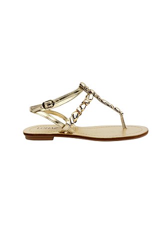 Sunny - Sandália Feminina Rasteira Tiras em Dedo com Metais Ouro Dourada