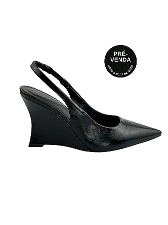 |PRÉ-VENDA| Elise - Sapato Feminino Slingback Anabela Preto