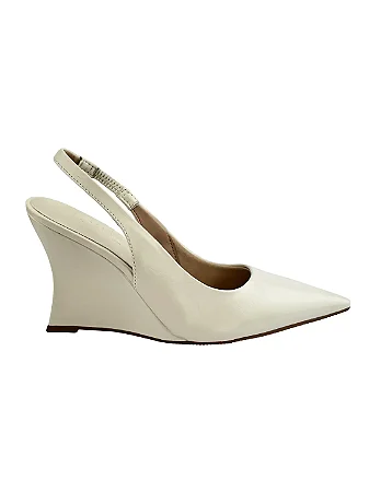 Elise - Sapato Feminino Slingback Anabela Off White