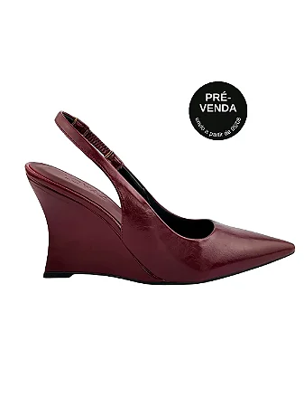 |PRÉ-VENDA| Elise - Sapato Feminino Slingback Anabela Marsala