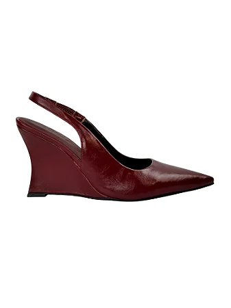 Elise - Sapato Feminino Slingback Anabela Marsala