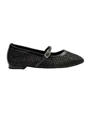 Trama - Sapatilha Feminina Vazada Trama Natural Preto