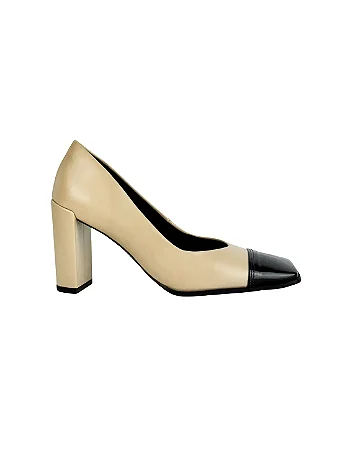Gabrielle - Sapato Scarpin Bico Quadrado Preto/Nude