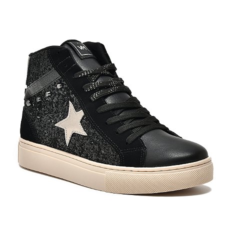Tênis Feminino Cano Alto Napa Nobuck Maxi Glitter Via Marte