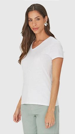 Blusa Basica Feminina Decote V Em Algodão - Malwee