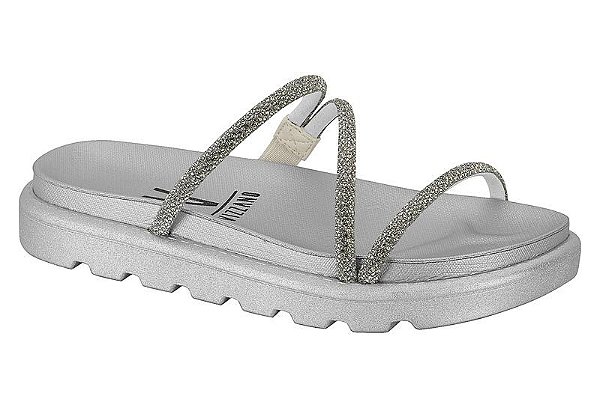 Sandália Papete Tira Pronta Strass Vizzano