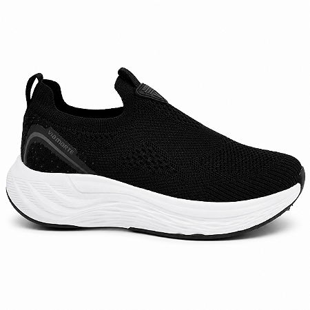 Tênis preto Knit Casual Feminino basico Confortável - Via Marte