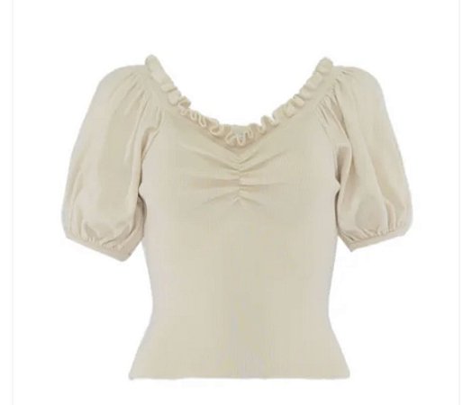 CROPPED MODAL COM MANGAS CURTAS E BUFANTES