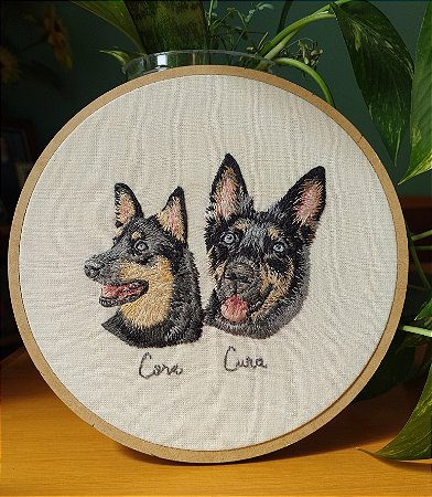 Bordado realista de 2 Pets