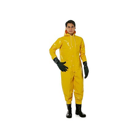 Macacão Impermeável Para Saneamento Com Botas e Luvas em Nylon e Pvc CA 36979