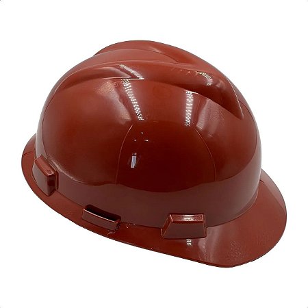 Capacete MSA V-Gard C/ Carneira Push Key e Jugular Marrom CA 498