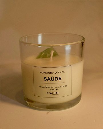 Vela Saúde 140g | Capim Limão e Quartzo Verde