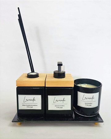 Conjunto Lavabo Preto Lavanda Provence