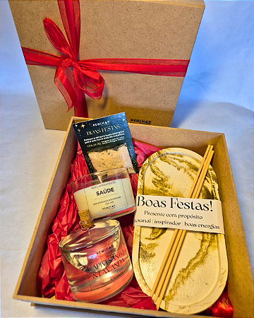 Caixa Saúde: vela+ difusor + base + escalda-pés + caixa
