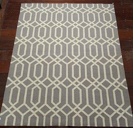 Kilim Taj Indiano Cinza/Crú   2,00 x 1,50