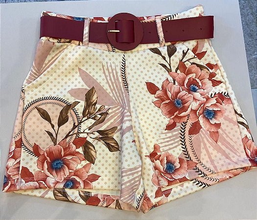 Short Neoprene Estampado com Cinto