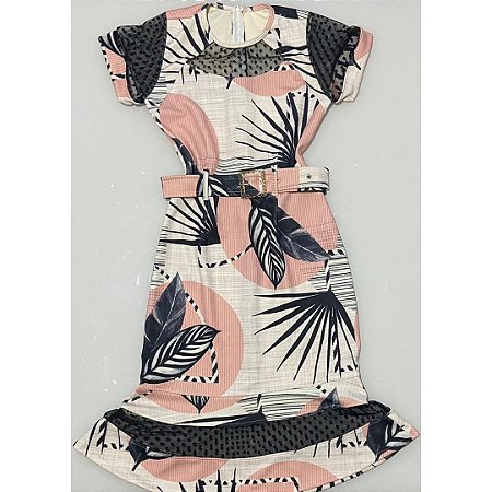 Vestido midi com cinto