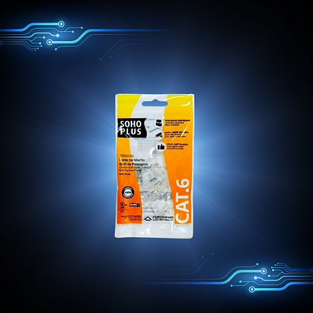 Conector Macho Rj45 De Passagem Furukawa Sohoplus Cat6 Para Cabo Solido E Flexivel Pct 10 Uni